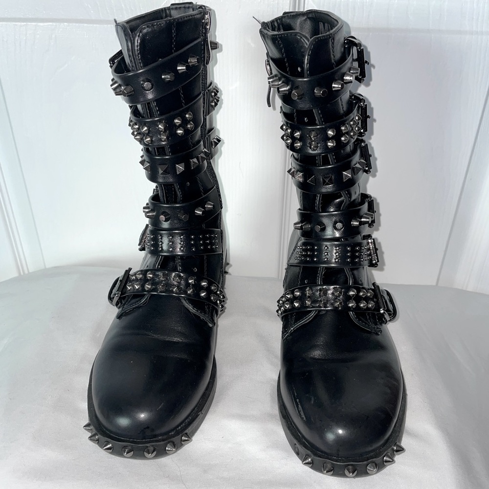 Faux leather combat boots